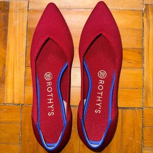 Rothy's Red Pointed Toe Flats Size 7